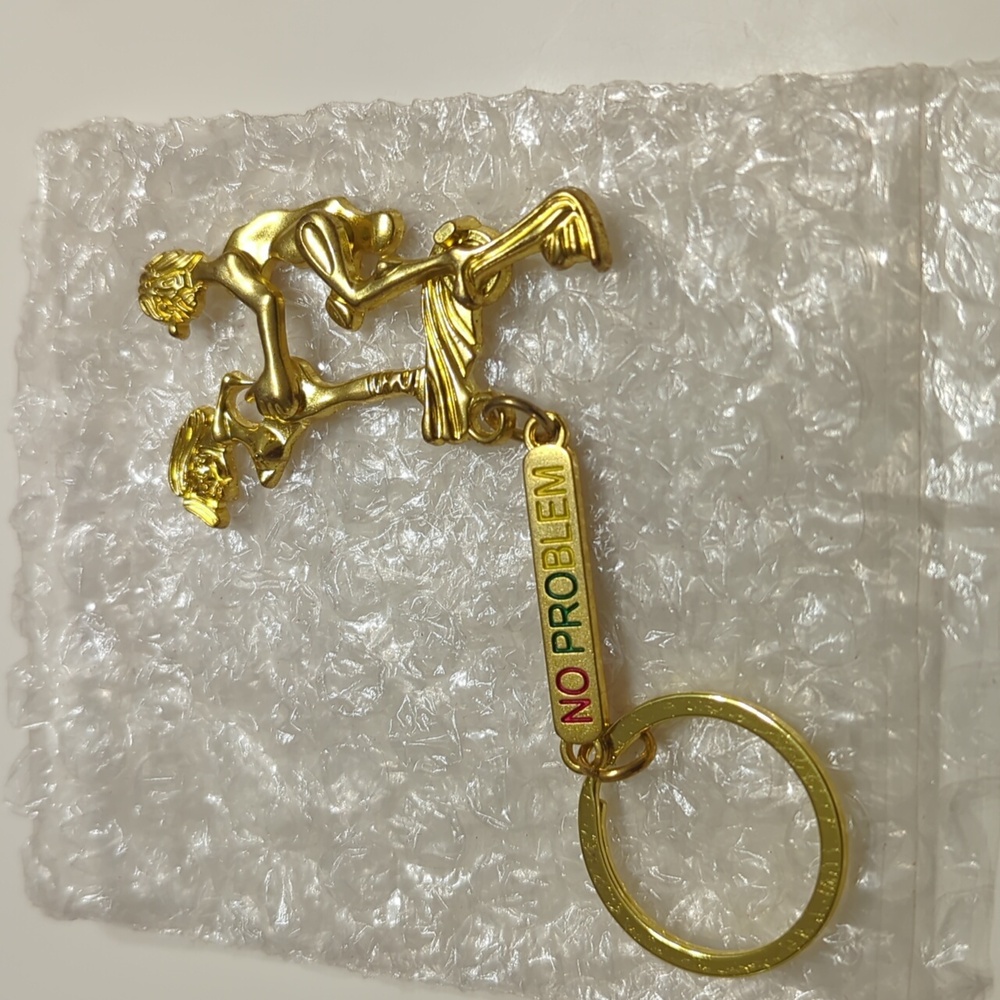 Gold Keychain with Multicolor Accent- 'No Problem' - New